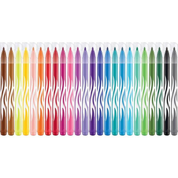 24 Feutres de coloriage - Pointe moyenne - Encre lavable - Maped - Color'peps jungle