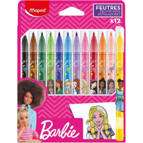 photo - 12 feutres de coloriage - Barbie - Enfant - Pointe moyenne - Encre lavable - Maped