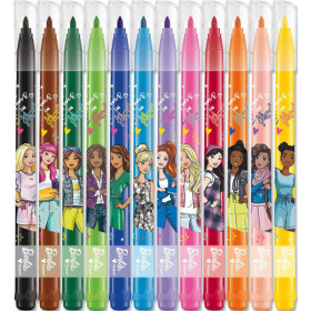 12 feutres de coloriage - Barbie - Enfant - Pointe moyenne - Encre lavable - Maped