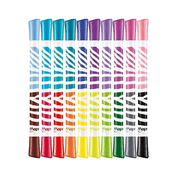 photo - 10 feutres de coloriage - Double pointes - 2 en 1 - Encre lavable - Maped - Color'peps duo colors