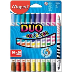 10 feutres de coloriage - Double pointes - 2 en 1 - Encre lavable - Maped - Color'peps duo colors