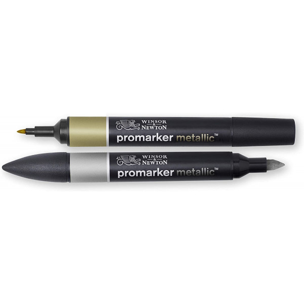 lot-feutres-promarker-Winsor&Newton-métallic-or-argent