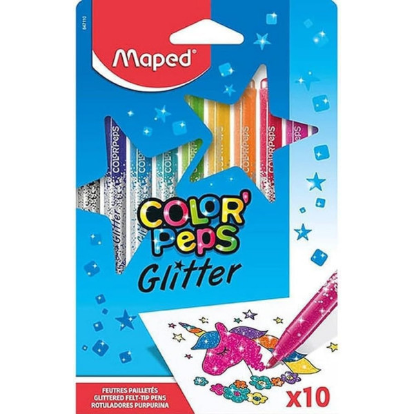 photo - 10 feutres de coloriage - Encre à paillettes - Assortiment - Maped - Color'peps Glitter