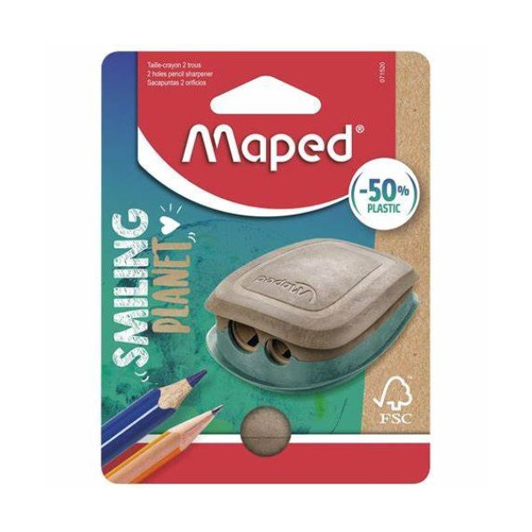 Taille-crayons - 2 trous - Avec réservoir - Maped - Smiling Planet