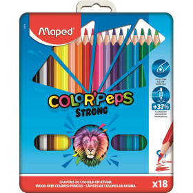 photo - 18 crayons de couleur - Boîte en métal - Ultra résistant - Color'Peps Strong - Maped