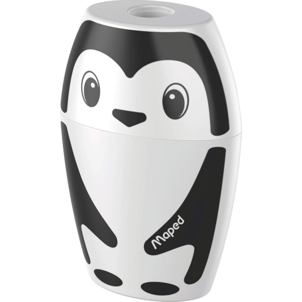 Taille-crayons - 1 trou - Avec réservoir - Panda ou pingouin - Scolaire - Maped