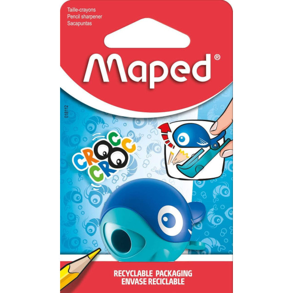 Taille-crayons - 1 trou - Coccinelle ou baleine - Scolaire - Maped Croc Croc
