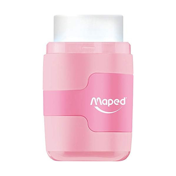 Taille-crayons 2 trous + gomme blanche - Avec réservoir - Couleurs pastel - Maped