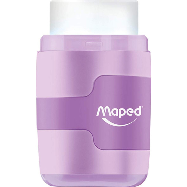 Taille-crayons 2 trous + gomme blanche - Avec réservoir - Couleurs pastel - Maped