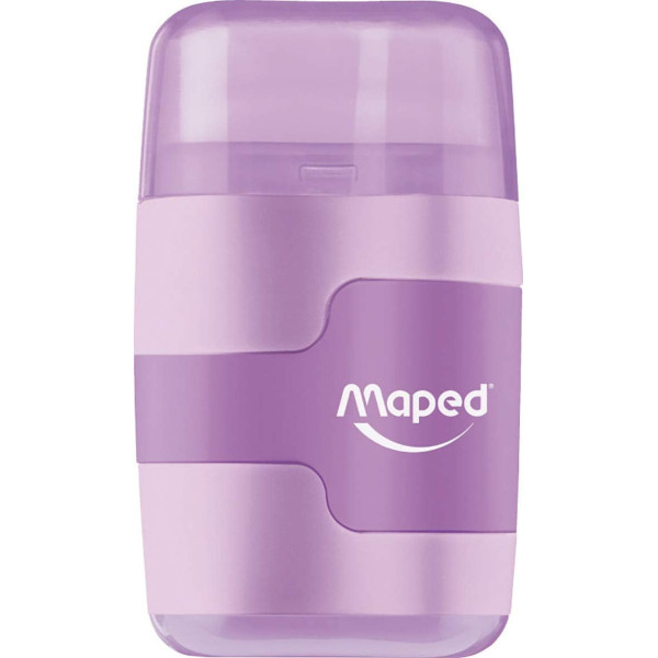 Taille-crayons 2 trous + gomme blanche - Avec réservoir - Couleurs pastel - Maped