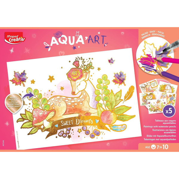 photo - Coffret coloriage - Aquarelle - Pour enfant dès 7 ans - 5 modèles + 18 crayons - Maped