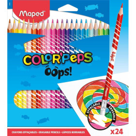 photo - Crayons de couleur - Effaçables - Embout gomme - 24 couleurs - Maped Color'Peps Oops