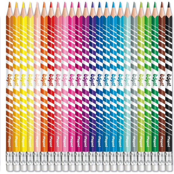 Crayons de couleur - Effaçables - Embout gomme - 24 couleurs - Maped Color'Peps Oops