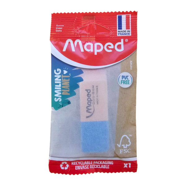 photo - Gomme - Rose et bleu - Rectangulaire - Double usage - Caoutchouc naturel - Maped - Smiling planet