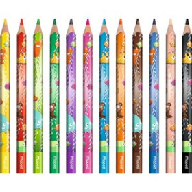 Crayons de couleur - Coloriage - Enfant dès 1 an - Mine large - 12 couleurs - Maped Jungle Fever