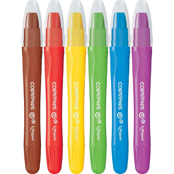 Crayons de couleur - Gel - Aquarellables - 6 couleurs - Coloriage - Enfant - Maped Color'peps