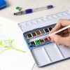 Peinture aquarelle - Boîte 24 demi-godets - Palette intégrée - Scolaire - Milan