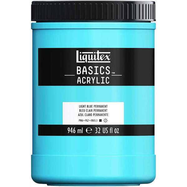Pot de Peinture Liquitex Acrylique Basics 946ml Bleu Clair Permanent Pas Cher