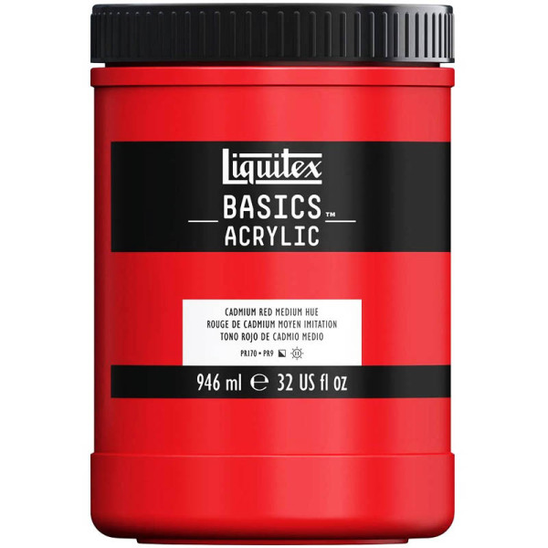 Pot de Peinture Liquitex Acrylique Basics 946ml Rouge De Cadmium Moyen Pas Cher