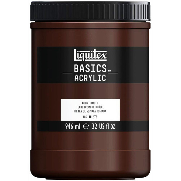 Pot de Peinture Liquitex Acrylique Basics 946ml Terre d'Ombre Brulée Pas Cher