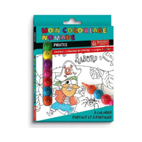 photo - Coloriage - Les pirates - 5 dessins + 1 crayon 7 couleurs - Enfant - Format voyage