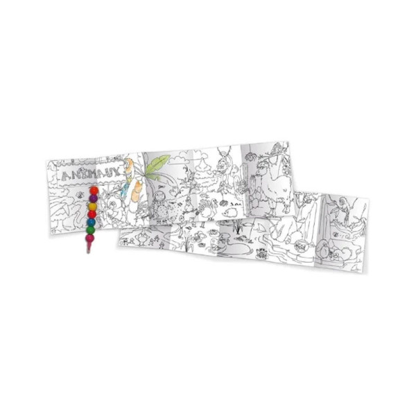 Coloriage - Les animaux - 5 dessins + 1 crayon 7 couleurs - Enfant - Format voyage
