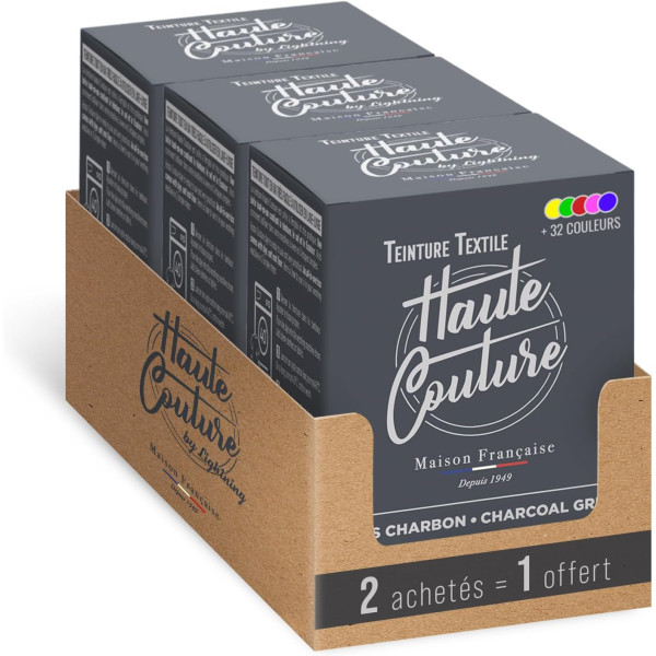 Teinture textile - Tout-en-un - Vêtements - Tissus - Gris charbon - 3 x 350g - Haute couture