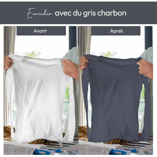 Teinture textile - Tout-en-un - Vêtements - Tissus - Gris charbon - 3 x 350g - Haute couture