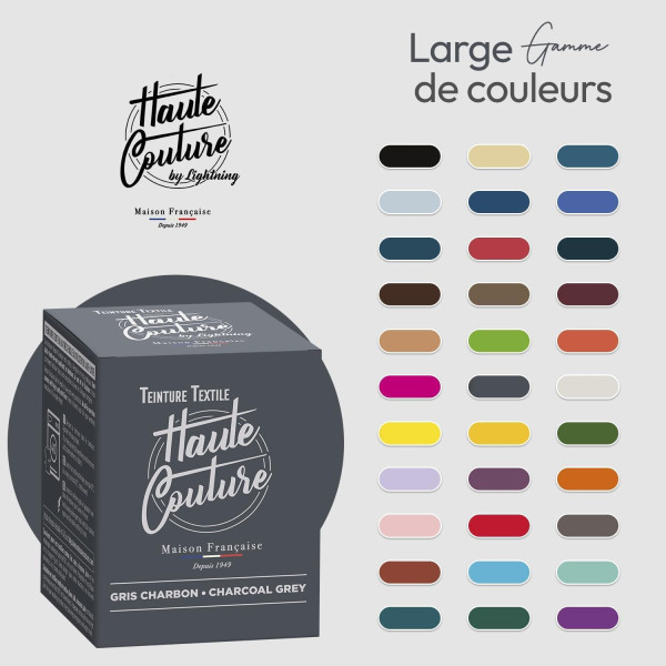 Teinture textile - Tout-en-un - Vêtements - Tissus - Gris charbon - 3 x 350g - Haute couture