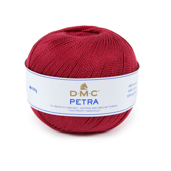 photo - Pelote de laine - 100% coton - Rouge - 5815 - DMC - Petra - Longues fibres