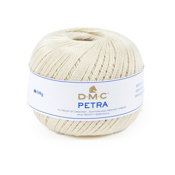 photo - Pelote de laine - 100% coton - Ecru - DMC - Petra - Longues fibres