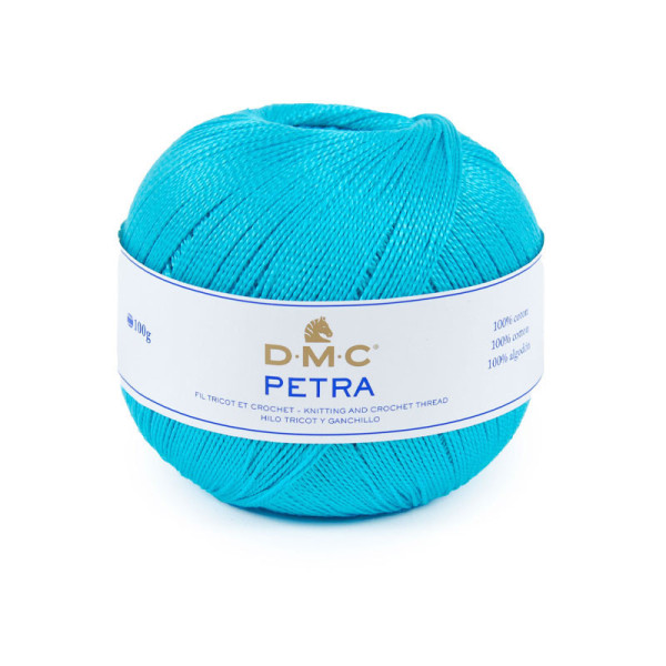 photo - Pelote de laine - 100% coton - Bleu - 53845 - DMC - Petra - Grosseur 5