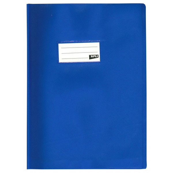 photo-Protège-cahier opaque bleu en PVC – Format 24x32 cm – Épaisseur 19/100ème – Grain cuir