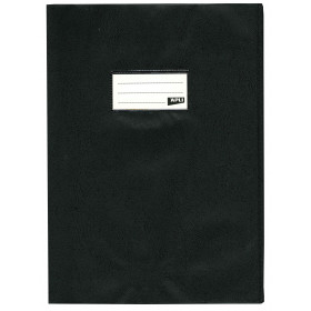 photo-Protège-cahier opaque noir en PVC – Format 24x32 cm – Épaisseur 19/100ème – Grain cuir