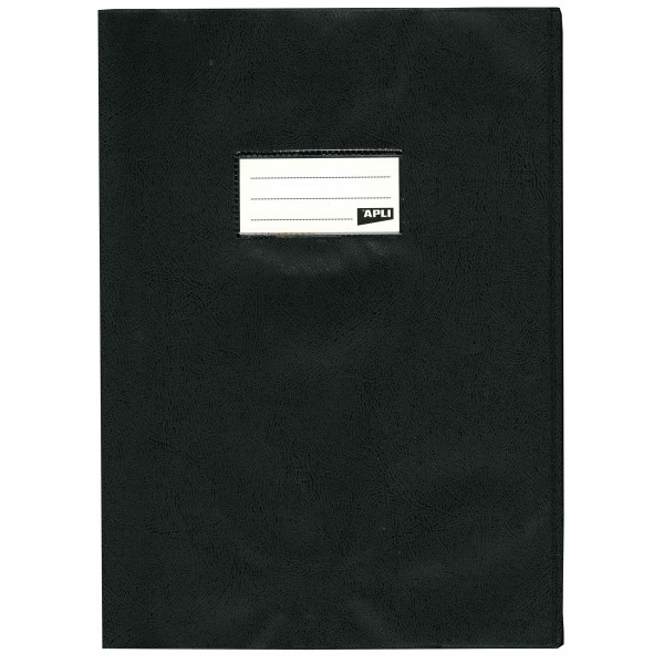 photo-Protège-cahier opaque noir en PVC – Format 24x32 cm – Épaisseur 19/100ème – Grain cuir