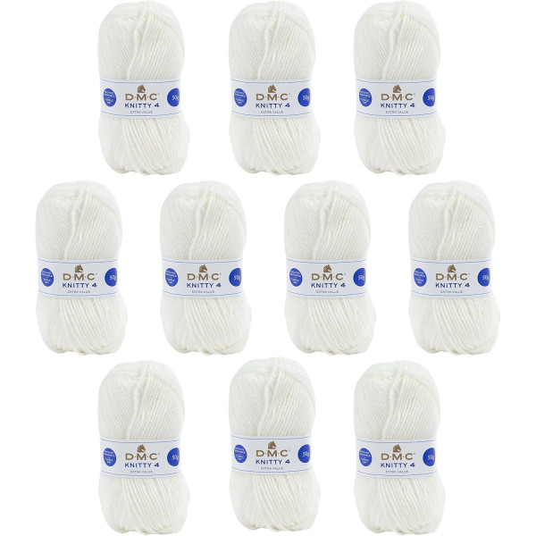10 pelotes - 100% acrylique - Blanc - 812 - 50g - 140m - DMC - Knitty 4 - Tricot