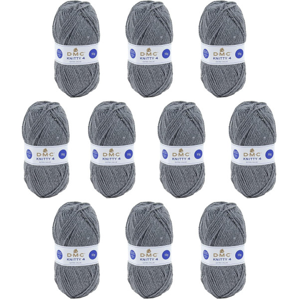 photo - 10 pelotes - 100% acrylique - Gris - 838 - 50g - 140m - DMC - Knitty 4 - Tricot
