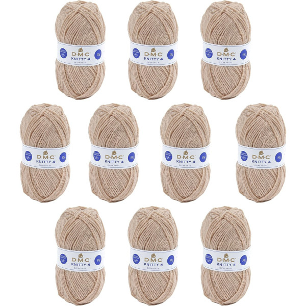 photo - 10 pelotes - 100% acrylique - Beige - 964 - 50g - 140m - DMC - Knitty 4 - Tricot