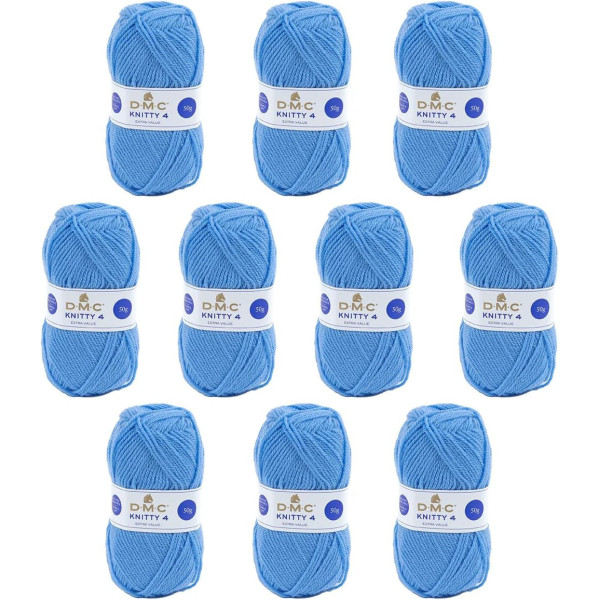 10 pelotes - 100% acrylique - Bleu - 969 - 50g - 140m - DMC - Knitty 4 - Tricot
