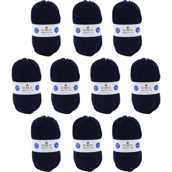photo - 10 pelotes - 100% acrylique - Marine - 971 - 50g - 140m - DMC - Knitty 4 - Tricot