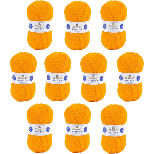 photo - 10 pelotes - 100% acrylique - Jaune - 978 - 50g - 140m - DMC - Knitty 4 - Tricot