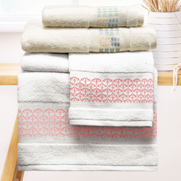 Serviette de toilette - Ecru - 50x100 cm - A broder et personnaliser - DMC