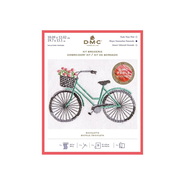 photo - Kit broderie - Bicyclette - DMC - Toile, aiguille et fils - Niveau avancé