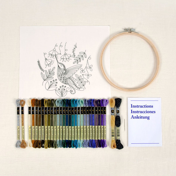 Kit point de croix - Canevas - DMC - Colibri - Toile, fils, aiguilles, tambour