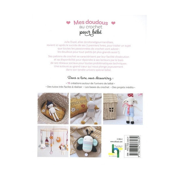 Livre - Mes doudous au crochet pour bébé - 15 créations à faire - Editions du Saxe