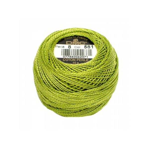photo - Fil à broder - Vert criquet - 581 - Coton perlé - Pelote - DMC - Broderie - Crochet