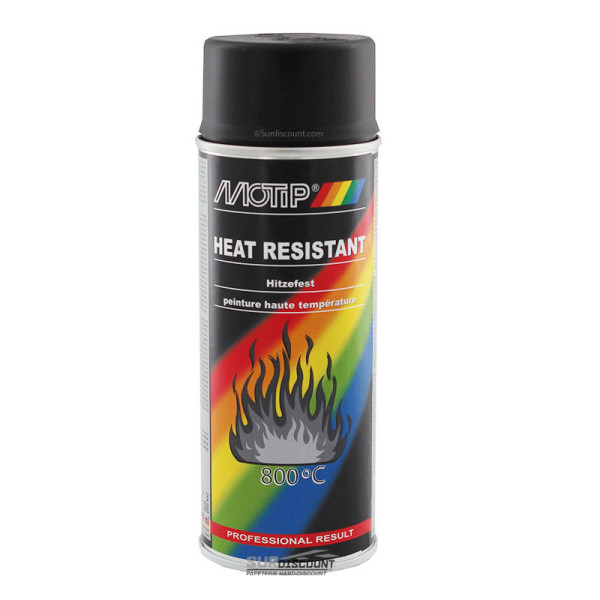 Bombe de peinture haute température - noir - Motip pas cher