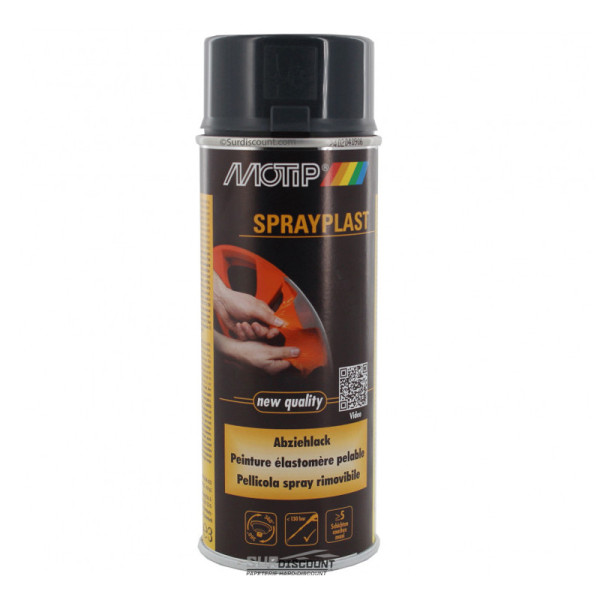Bombe de peinture pelable - Sprayplast - carbone brillant - Motip pas cher