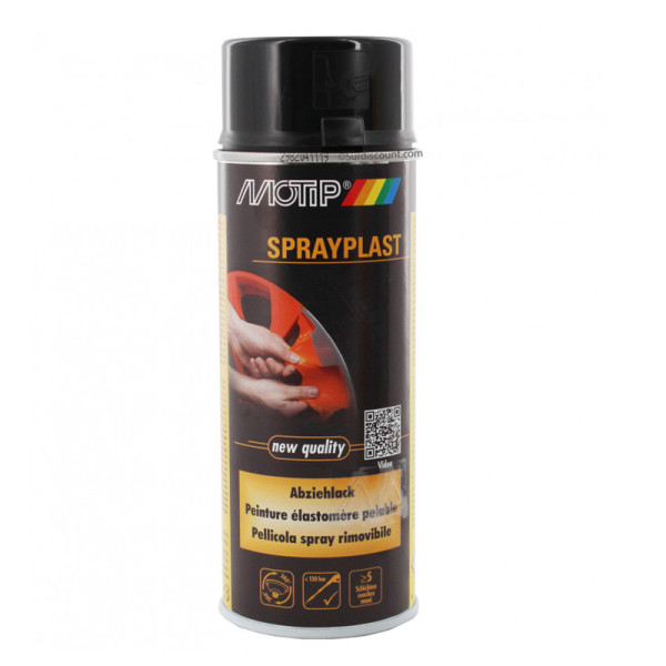 photo-Bombe de peinture pelable - Sprayplast - noir satiné - Motip