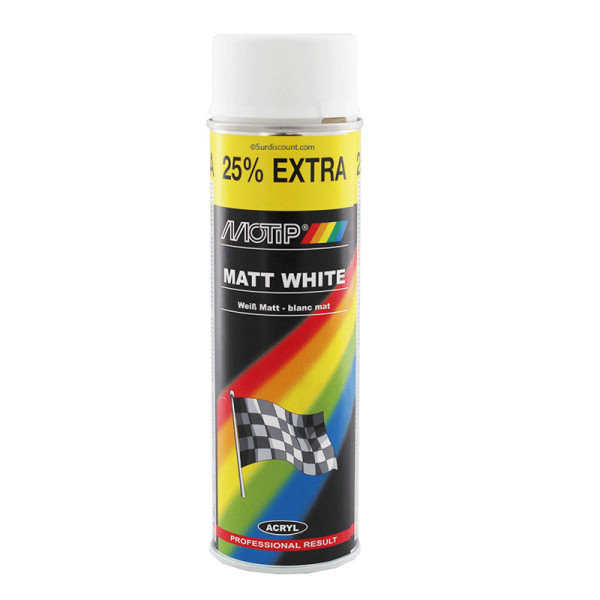 Bombe de peinture voiture - blanc mat - Motip pas cher
